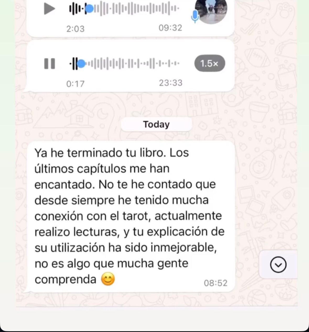 Ya he terminado tu libro, los últimos capítulos me han encantado